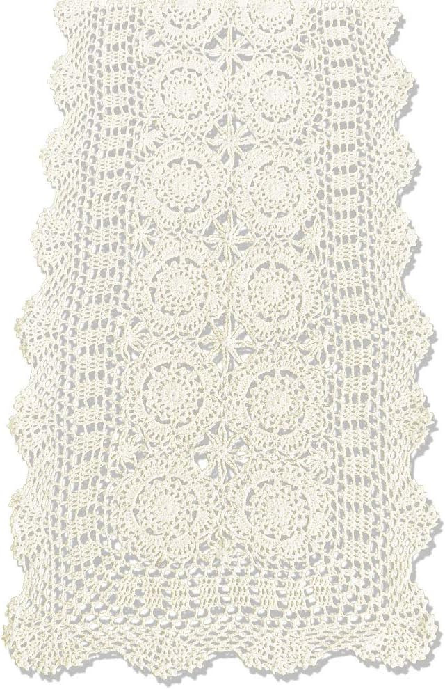 KEPSWET Cotton Handmade Crochet Lace Table Runner Beige Rectangle Coffee Table Dresser Decor (14x... | Amazon (US)