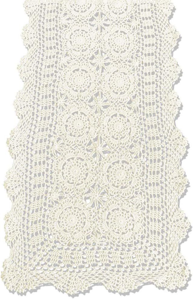 KEPSWET Cotton Handmade Crochet Lace Table Runner Beige Rectangle Coffee Table Dresser Decor (14x... | Amazon (US)