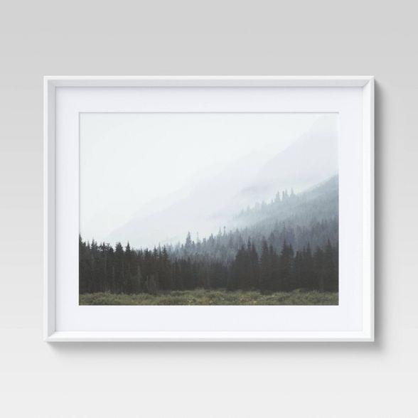 24" x 30" Foggy Tree Landscape Framed Wall Art - Threshold™ | Target
