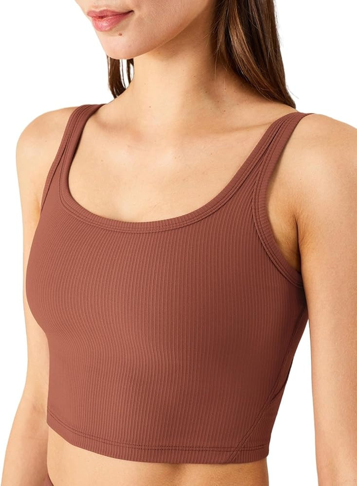 Chilylori Women's Seamless Sports Bra Workout Crop Top Ribbed Padded Longline Wirefree Medium Sup... | Amazon (US)