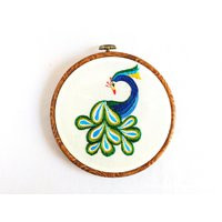 The Emperor Peacock Embroidery Hoop Art Wall Hanging  Colorful Bird Hand Embroidery | Etsy (US)