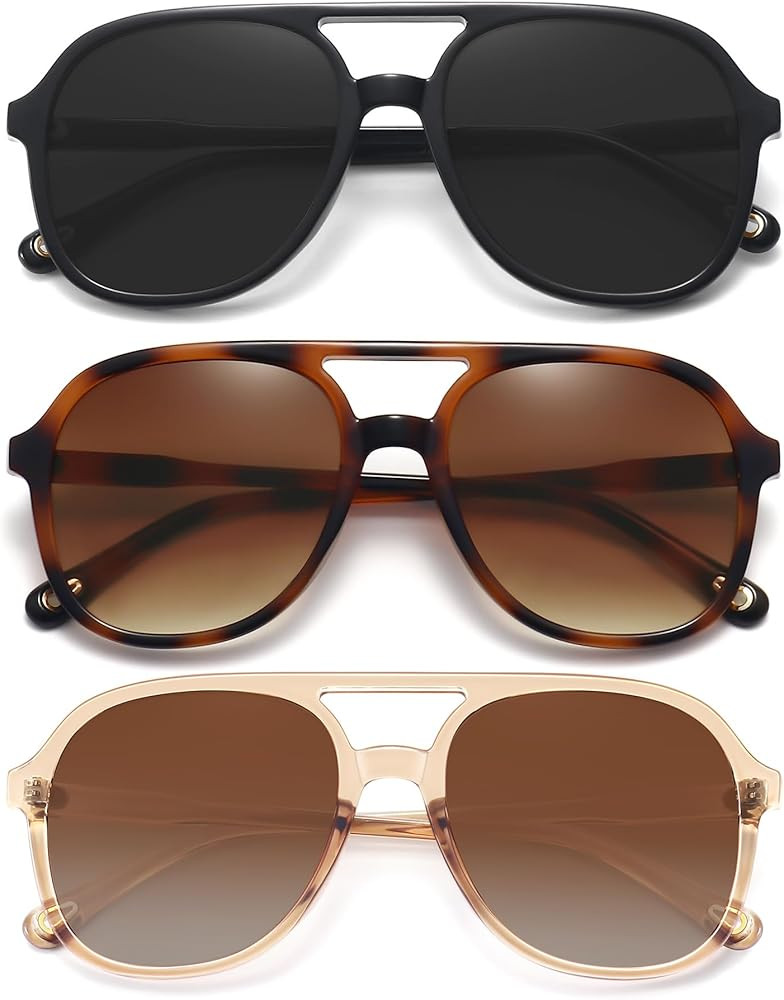 MEETSUN Retro Oversized Aviator Sunglasses for Women Men Trendy Square Aviators 70s Vintage Sun G... | Amazon (US)