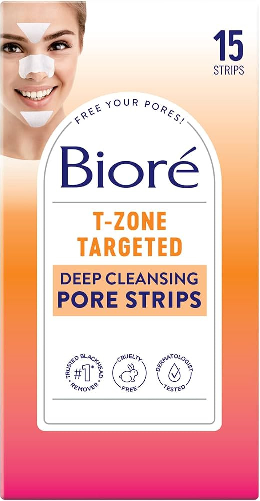 Bioré T-Zone Blackhead Remover Strips, Deep Cleansing Pore Strips, (5 Nose + 5 Face + 5 Chin Str... | Amazon (US)