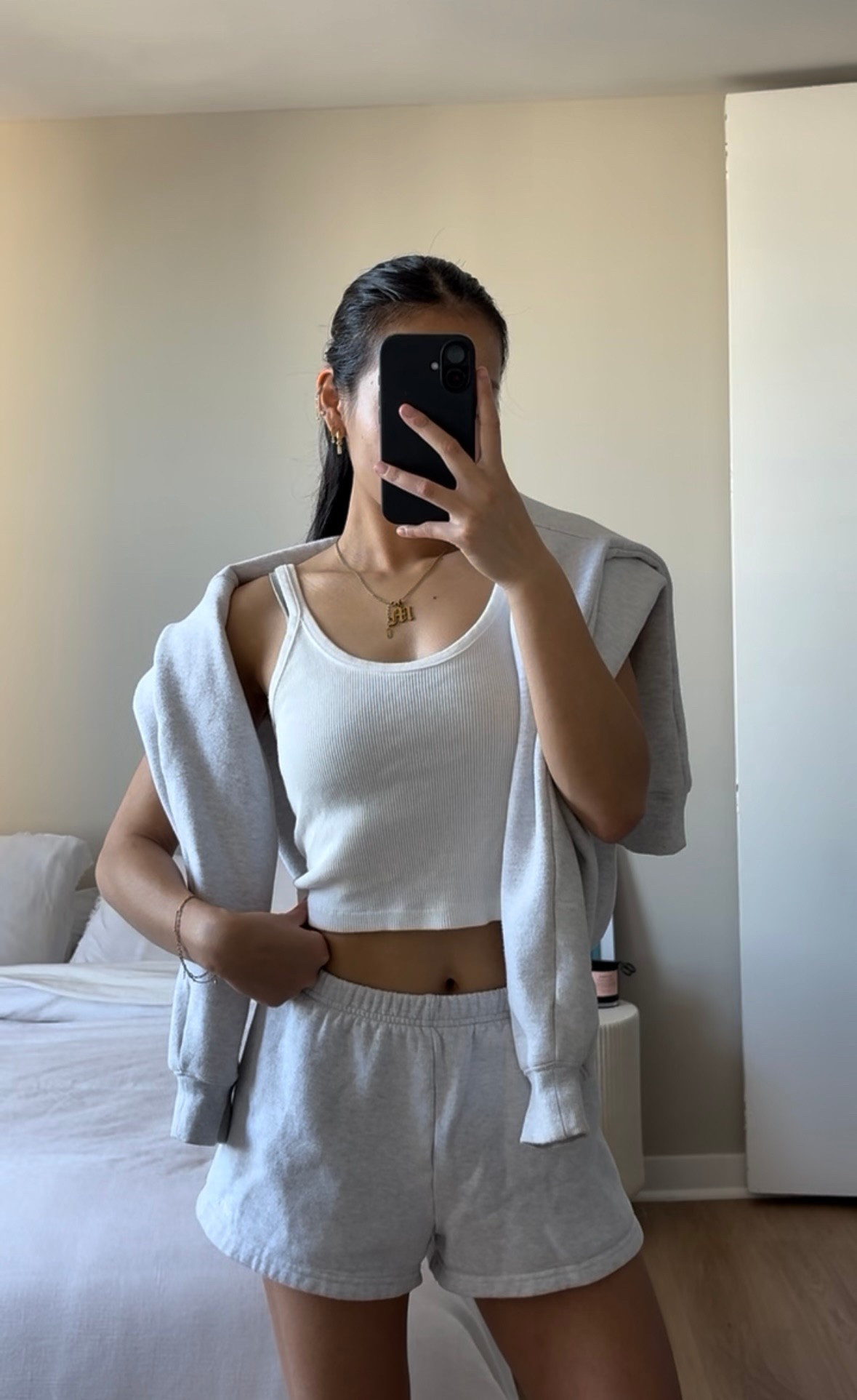 Wearing cropped version of the brandy tank linked