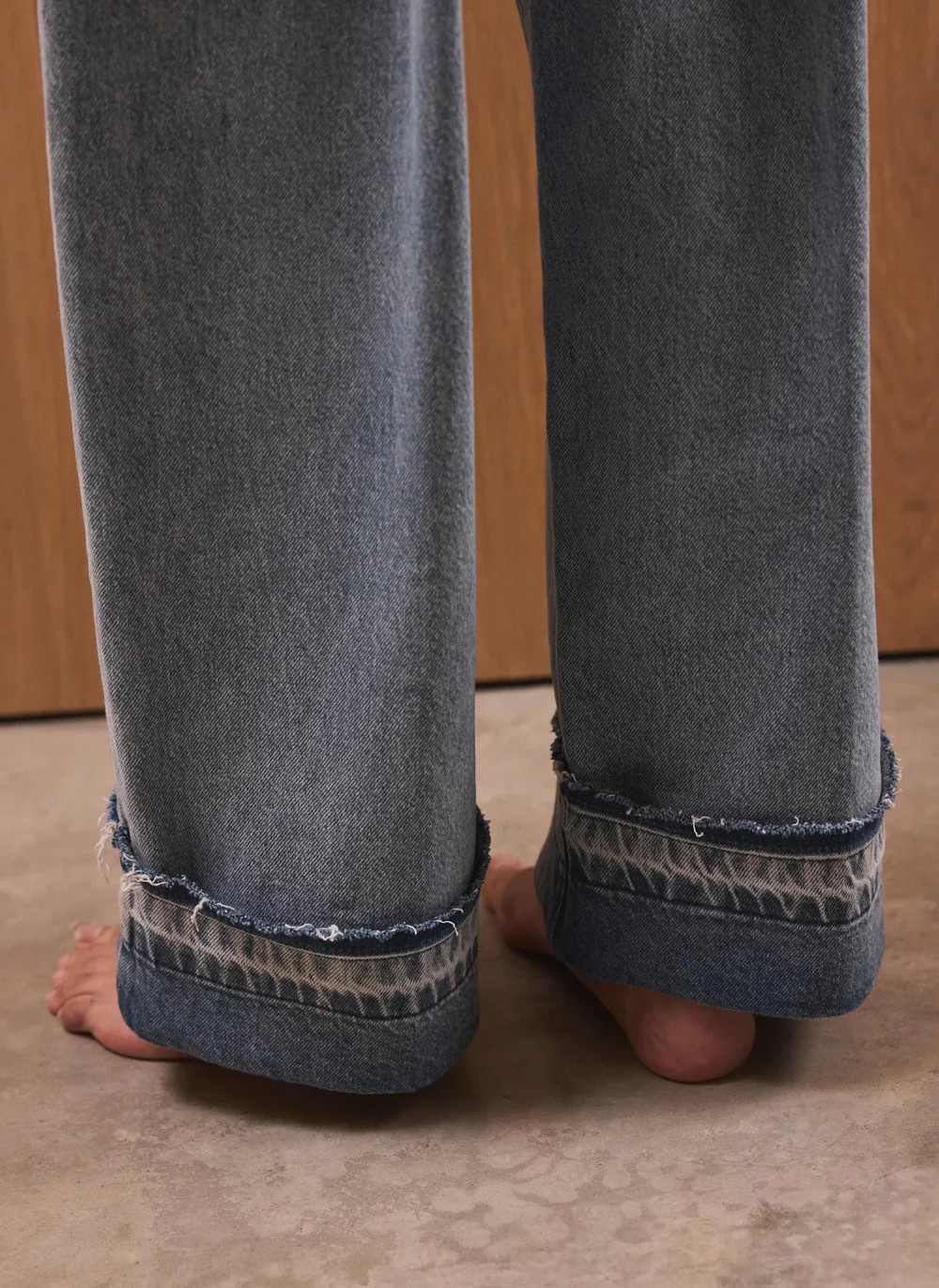 Mid Indigo Turn Up Wide Jeans | Mint Velvet