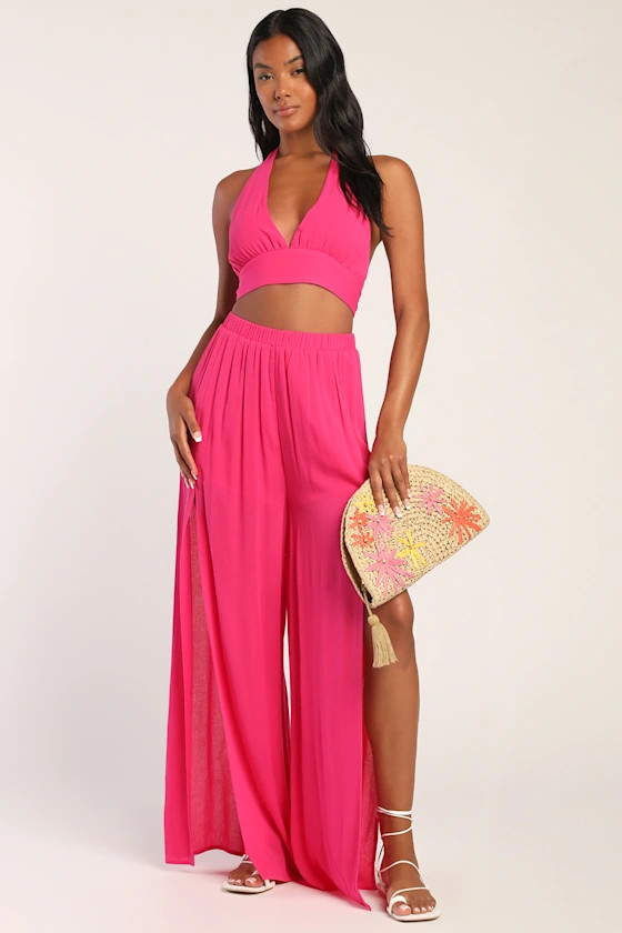 Always Irresistible Hot Pink Tie-Back Two-Piece Jumpsuit | Lulus (US)