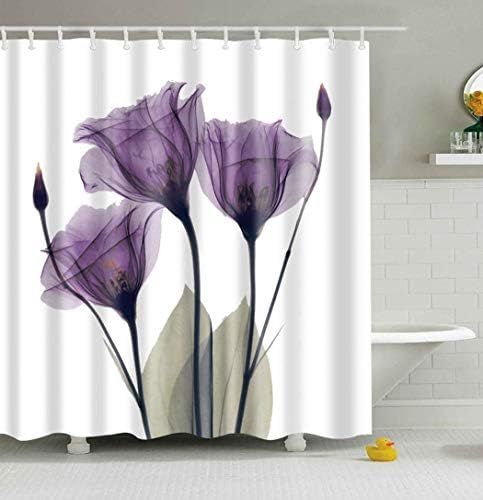 Mantto Home Decor Purple Gentian Trio X-Ray Flowers Shower Curtain with Minimalist Faded Effect A... | Amazon (CA)