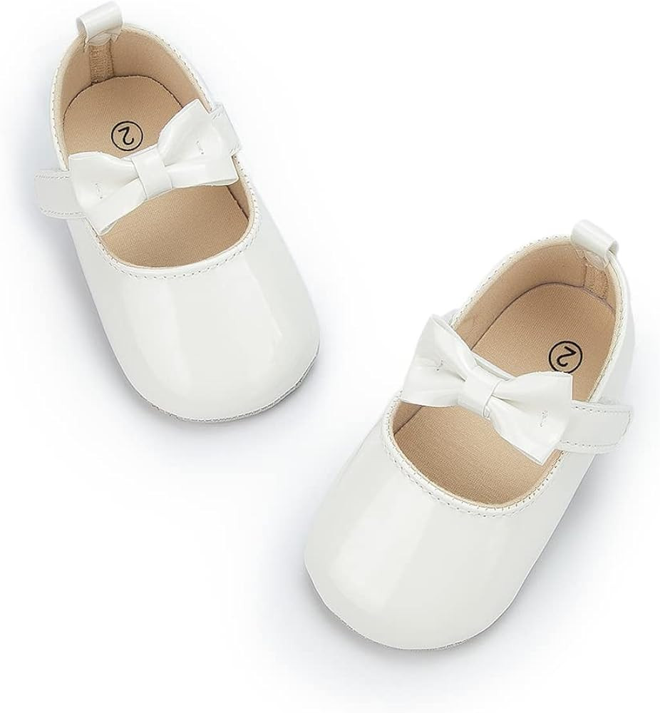 Meckior Infant Baby Girls Soft Sole Bowknot Princess Wedding Dress Mary Jane Flats Prewalker Newborn | Amazon (US)