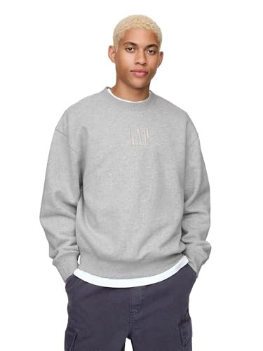 GAP mens Logo Crewneck Fleece Sweatshirt Lt Grey Heather M | Amazon (US)