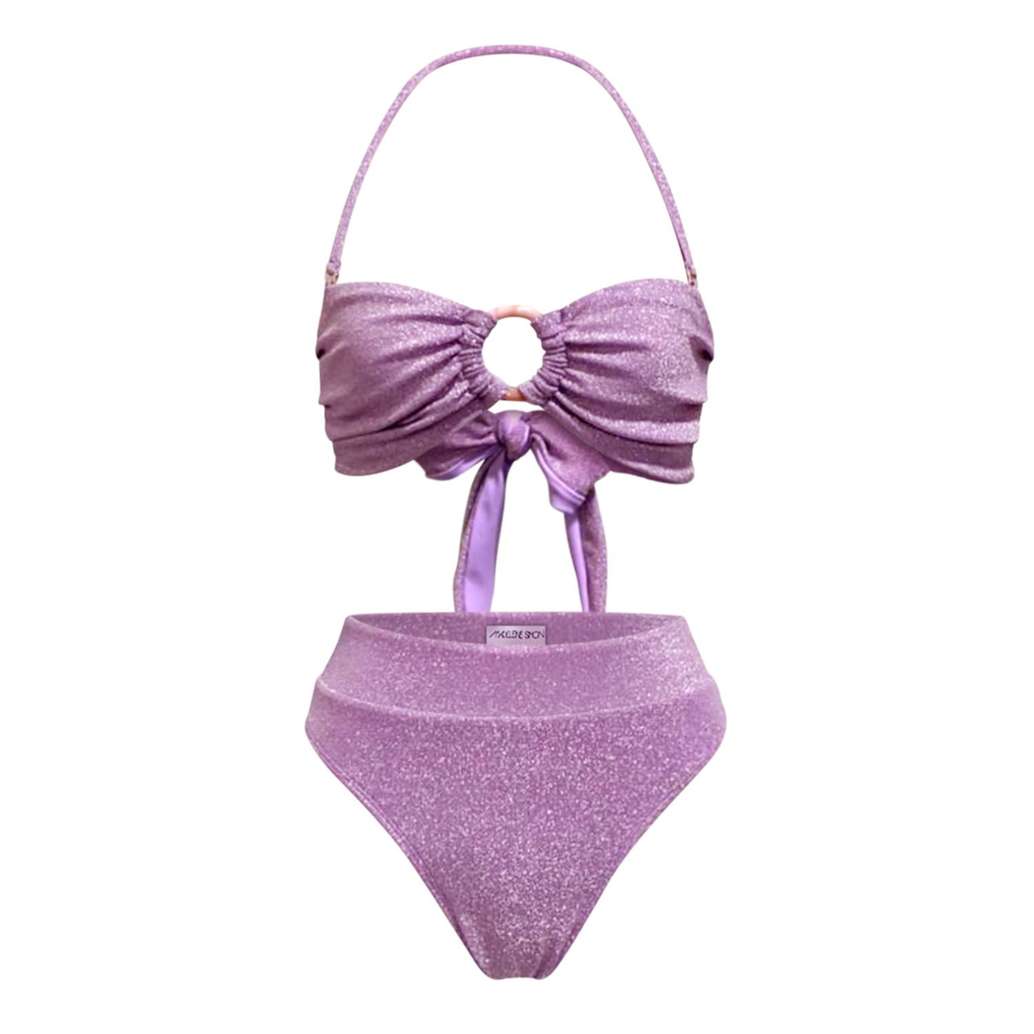Lilac Sparkling Glitter Knit Bikini Bottom Cheeky | Wolf & Badger (US)
