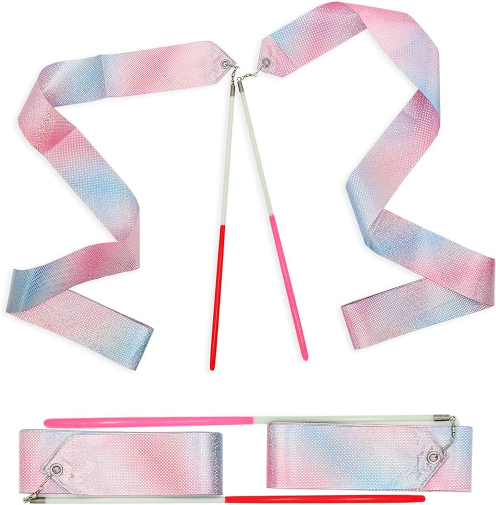 Kaiyuan Dynasty Dance Ribbons Rainbow Streamers Rhythmic Gymnastics Ribbon Baton Twirling Wands o... | Amazon (US)