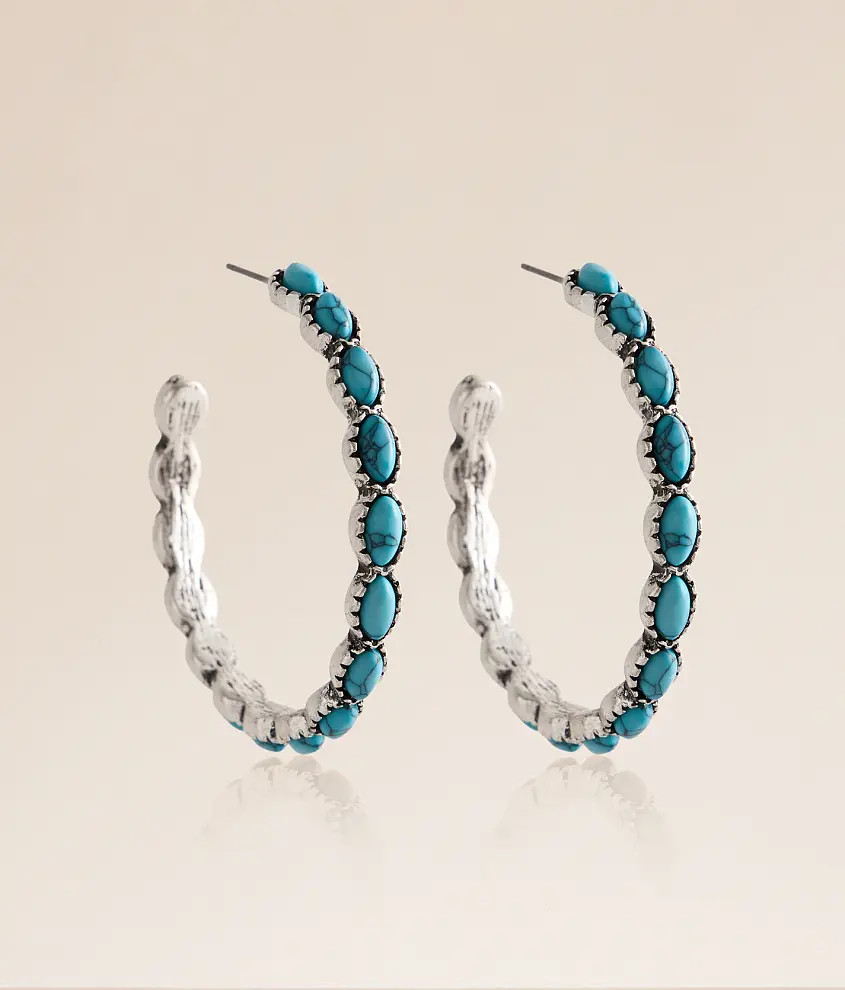 Turquoise Western Hoop Earring | Buckle