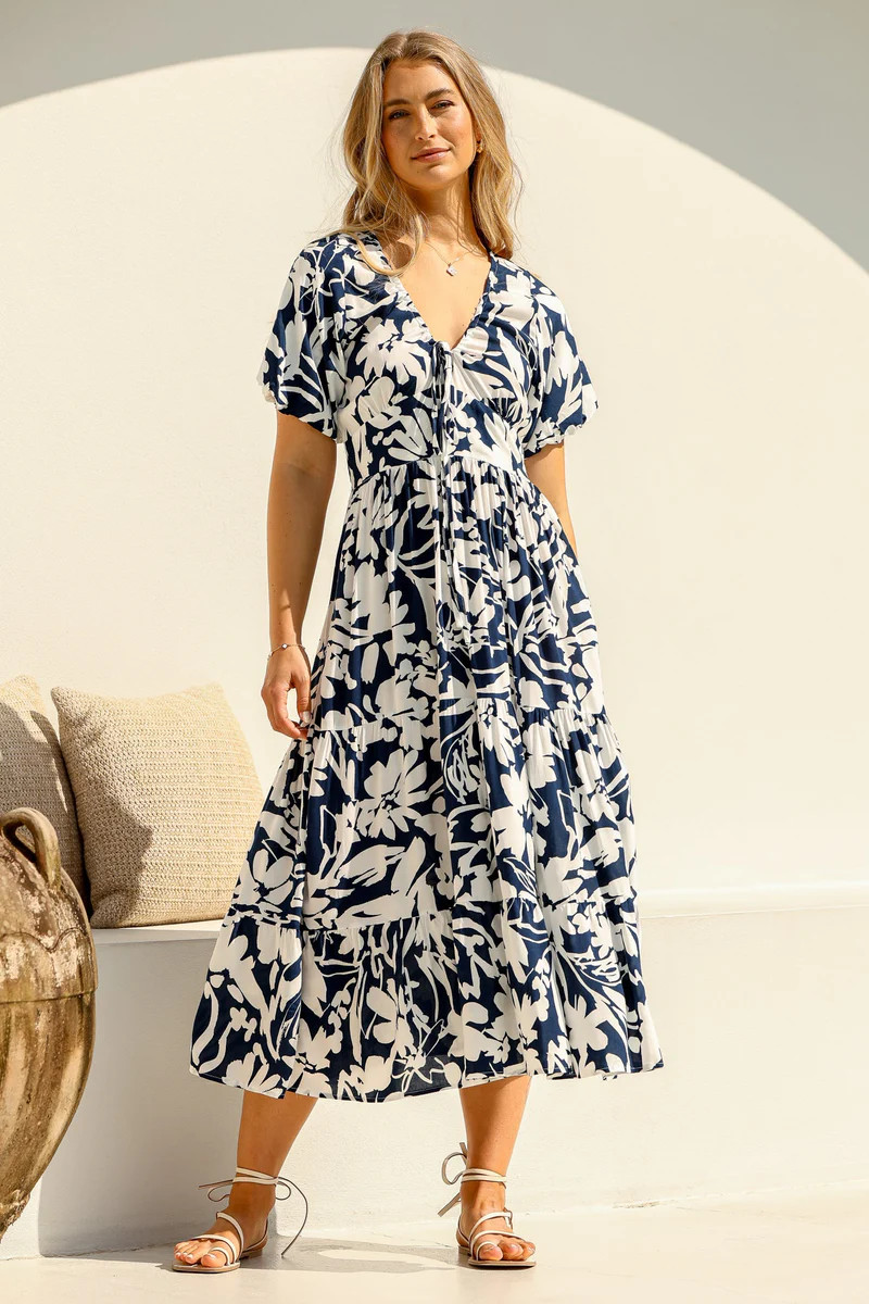 Shop New: Charis Midi Dress - Blue | saltycrush.com | Salty Crush