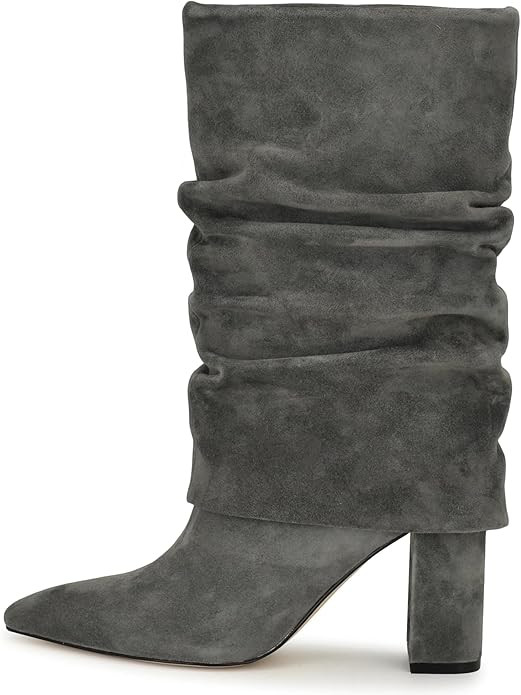 Vaslemuse Women's Mid-Calf Boots Fold Over Chunky Heel Pointed Toe Slouch Riding Boots | Amazon (US)