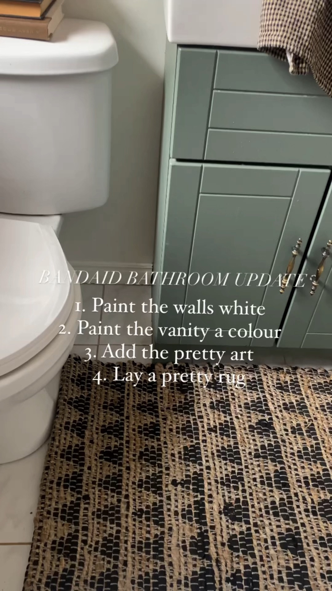 Small bathroom update
Walls BM simply white 
vanity: farrow & ball green smoke 

#LTKunder50 #LTKhome #LTKstyletip