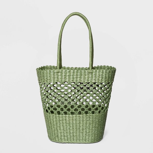 Straw Tote Handbag - Shade &#38; Shore&#8482; Green | Target