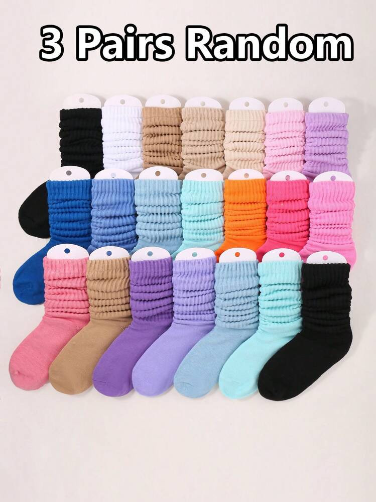 3 Pairs Women's Fashionable Bubble Pile Socks In Multiple Colors, Comfortable, Breathable, Classi... | SHEIN