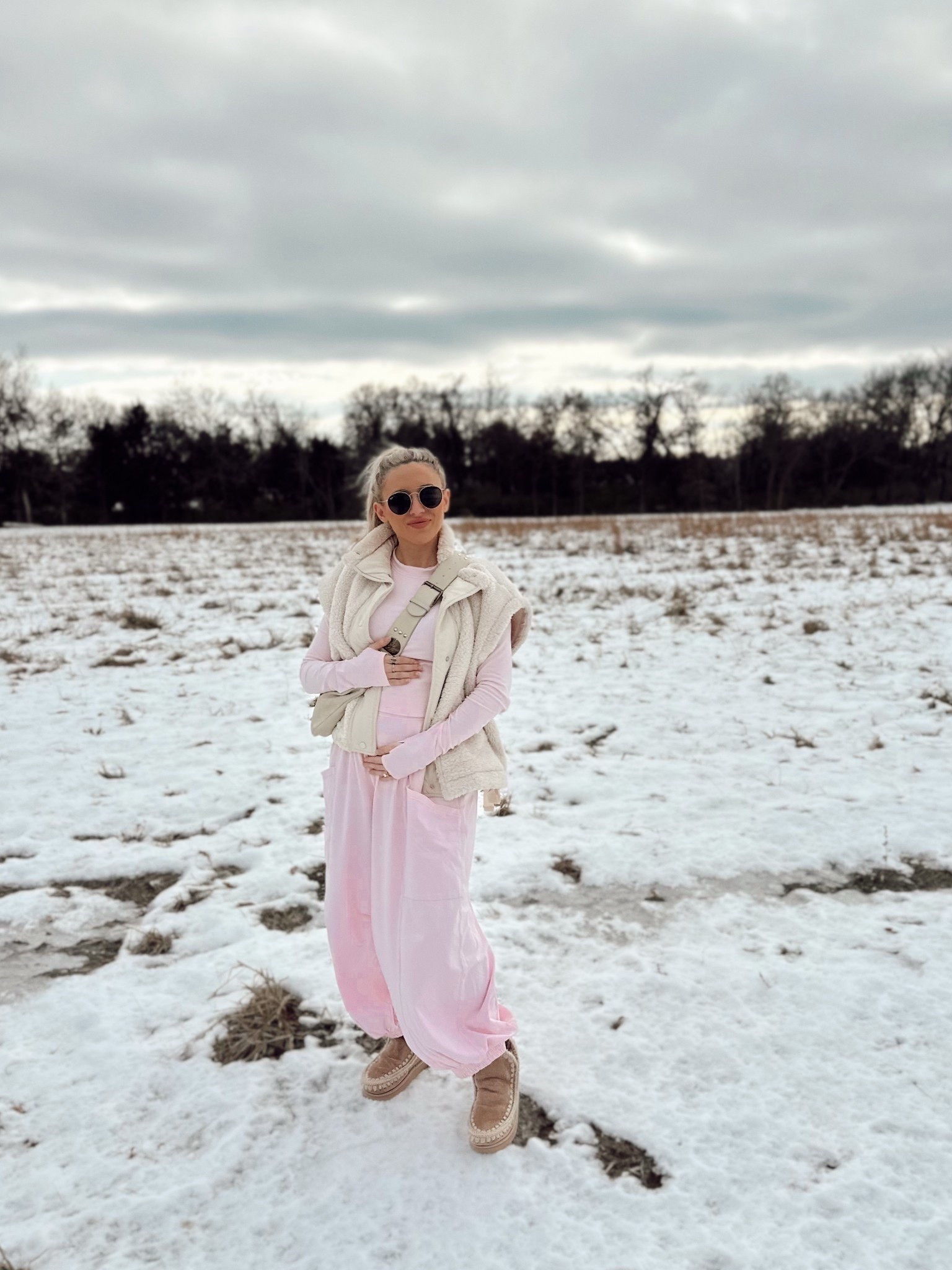RESTOCK ON MY PINK SET ✨ Just living in this @fpmovement “up in the air set” size XS and so cute on! ❄️☺️🛍️💗💫

We love bump friendly sets + outfits that work for pregnancy and postpartum! 

Today’s OOTD link | as seen on my stories ❄️🏠🌲

Took baby out to see where their future new home will be 🏡✨❄️ count down is on till we build! 🔨🌲🌾🏠

home building, house on land, new build, life on land, homestead, bump friendly sets, pregnancy, 2nd trimester, bump style, pregnancy style, lounge sets 

#LTKmomlife #LTKootd #LTKBump