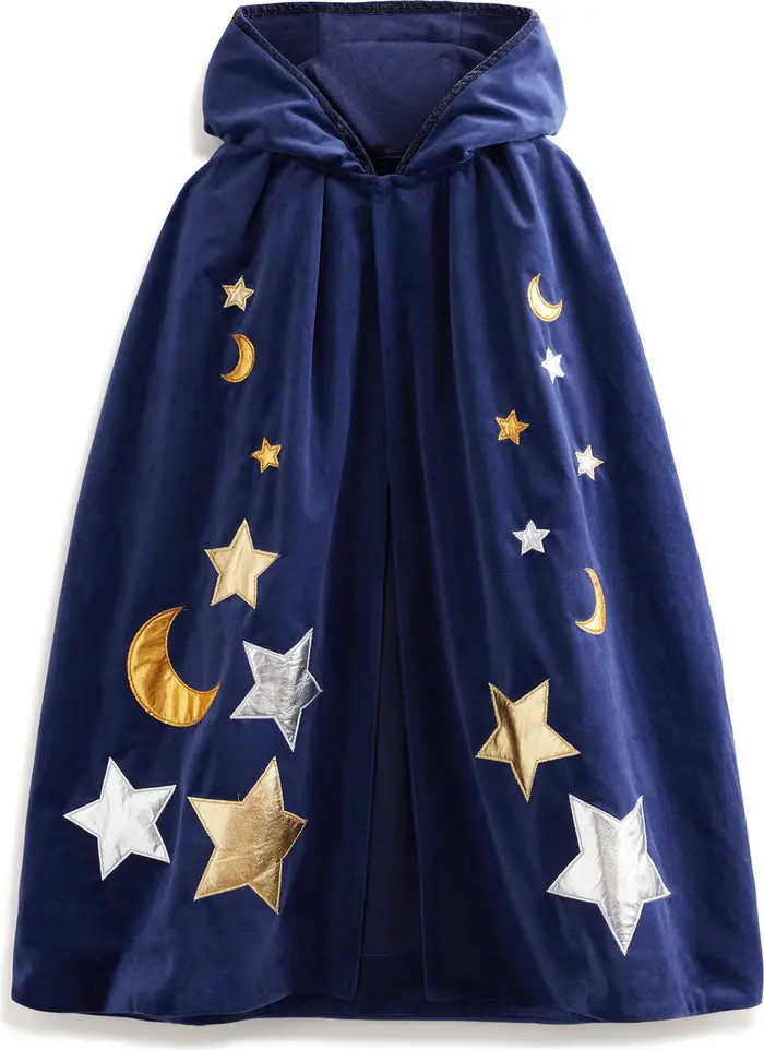 Mini Boden Kids' Embroidered Crescent Moon & Stars Velvet Cape | Nordstrom | Nordstrom