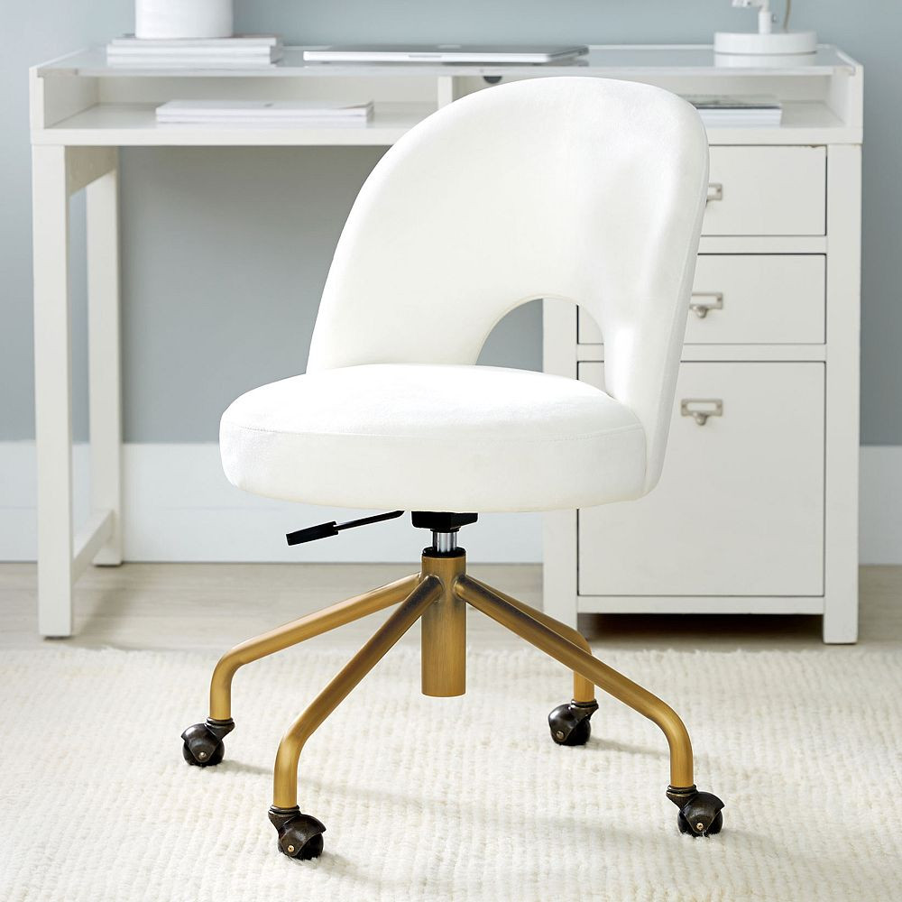 Performance Everyday Velvet Ivory Andie Swivel Desk Chair | Pottery Barn Teen