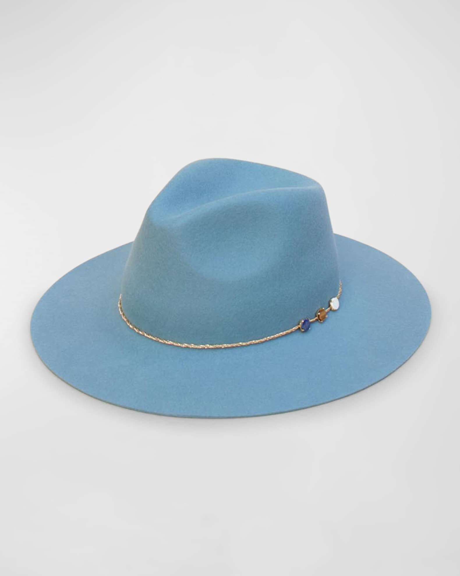 Angele Merino Wool Fedora With Embellished Chain | Neiman Marcus
