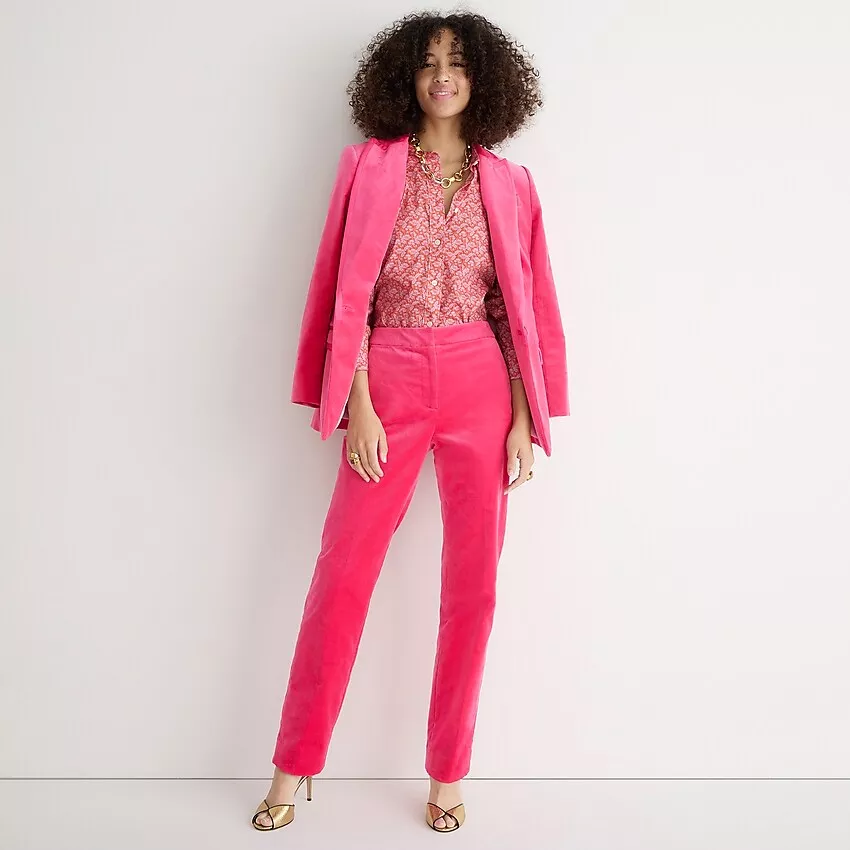 J crew pink hot sale velvet blazer