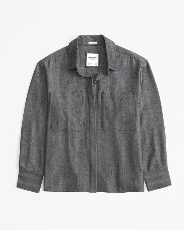 Women's Oversized Shirt Jacket | Women's Clearance | Abercrombie.com | Abercrombie & Fitch (US)
