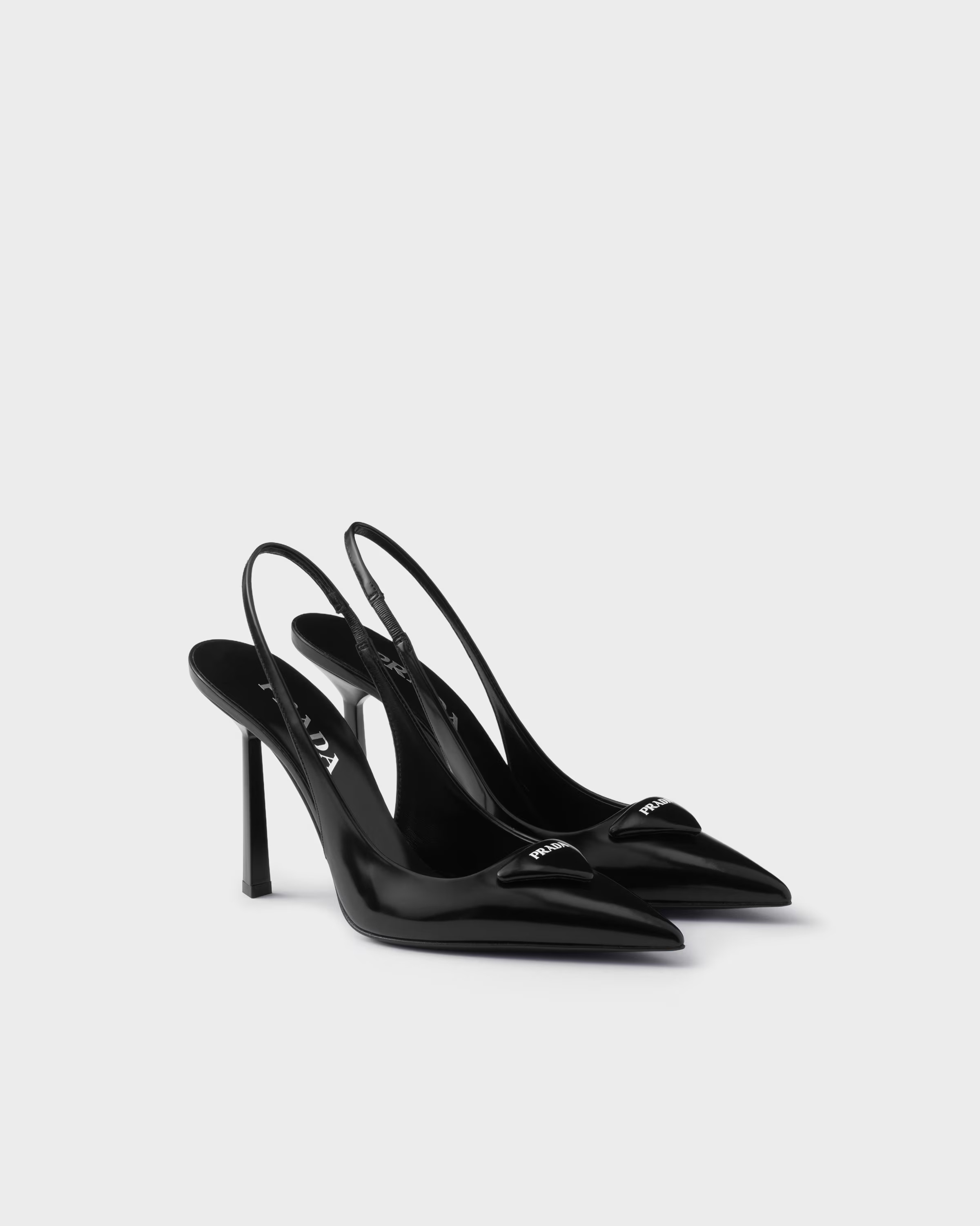 Brushed leather slingback pumps | Prada US