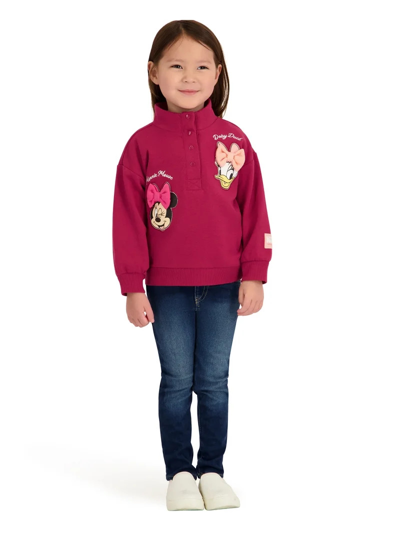 Minnie Mouse Toddler Girl Quarter Snap Pullover, Sizes 12 Months-5T | Walmart (US)