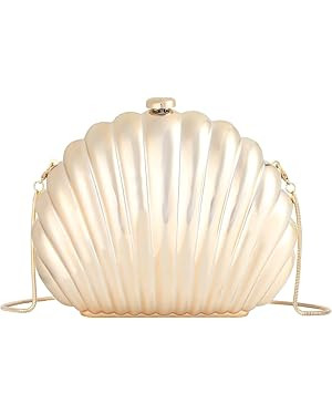 Women Seashell Evening Bag Purse Mermaid Chain Strap Clutch Handbag Shoulder Bag | Amazon (US)