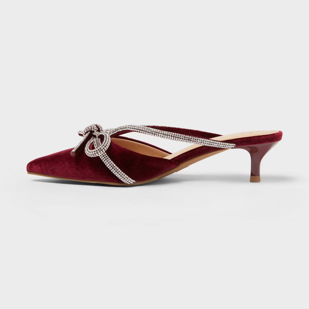 Women’s Gwen Rhinestone Bow Heels - A New Day™ Burgundy | Target