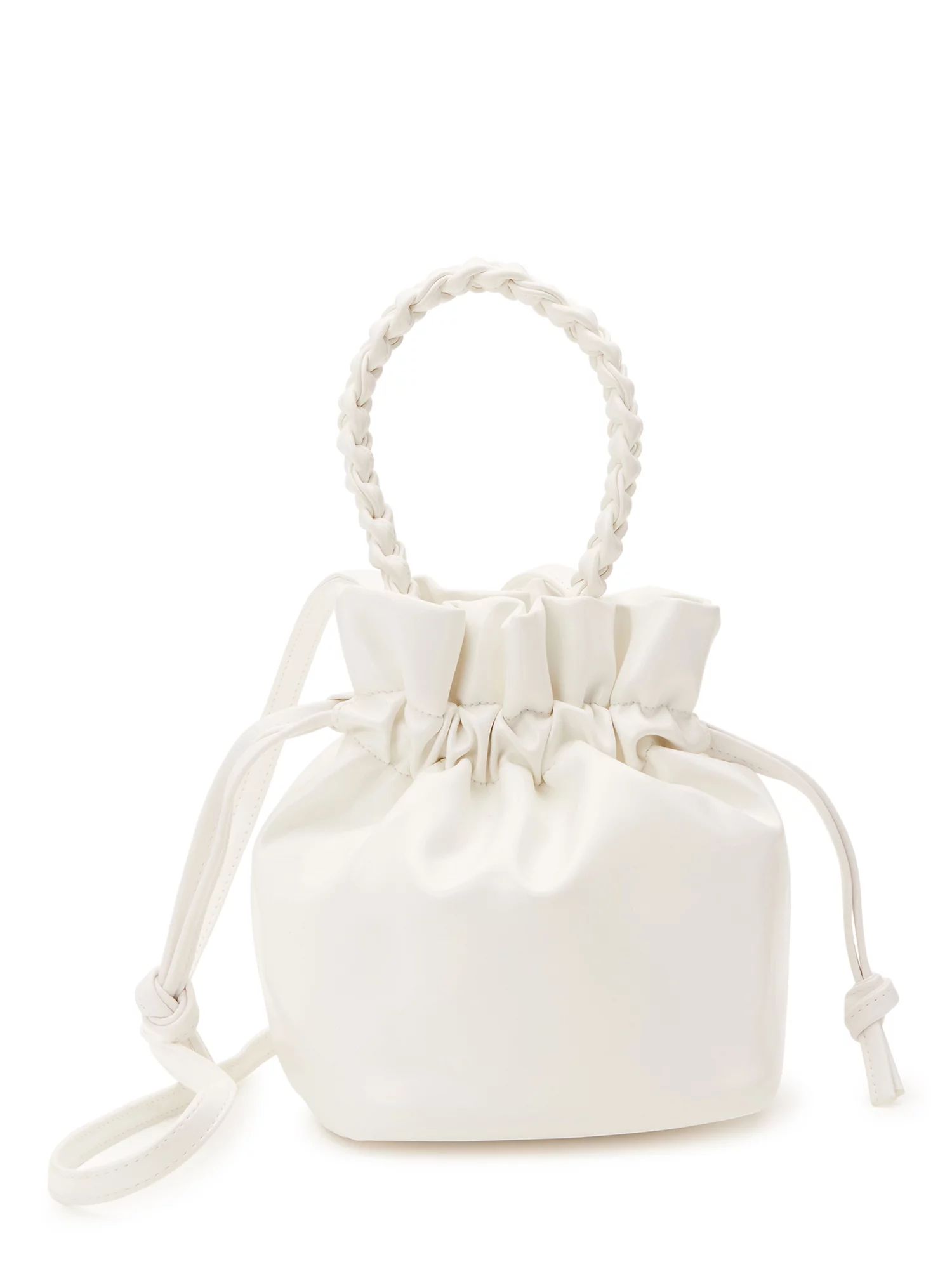 No Boundaries Women's Bucket Crossbody Handbag, Pearlized White - Walmart.com | Walmart (US)