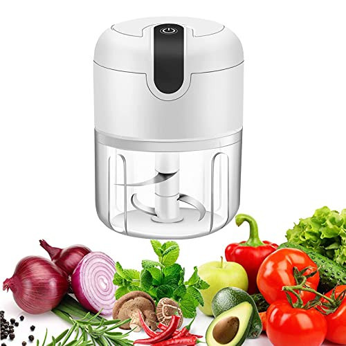 Vshinic Electric Mini Garlic Chopper,Food Processor,Portable Cordless Garlic Mincer Masher,Meat Grinder with USB Charging For Vegetable,Chili,Fruits,Ginger,Baby Food,Seasoning 250ml(White) | Amazon (US)