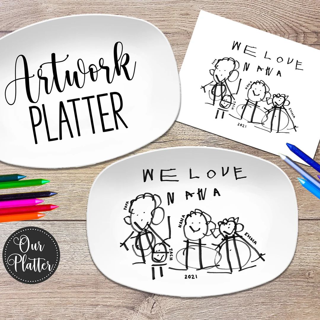 Custom Kids Drawing Artwork Platter Mother's Day Gift - Etsy | Etsy (US)