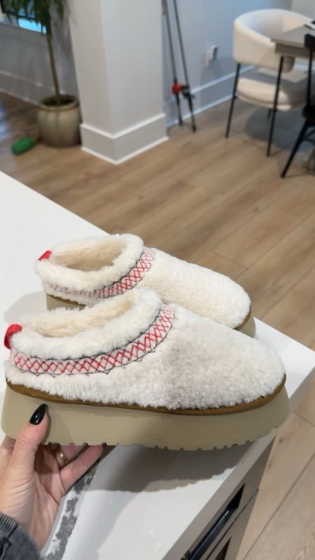 Size up a full size! Tazz Ugg slipper vibes! Sherpa ugh stitched house shoes. Platform ugh slippers. Amazon find. Womens gift idea, teen gift guide, preteen gift ideas, coworker gift idea. 

#LTKGiftGuide #LTKshoecrush #LTKHoliday