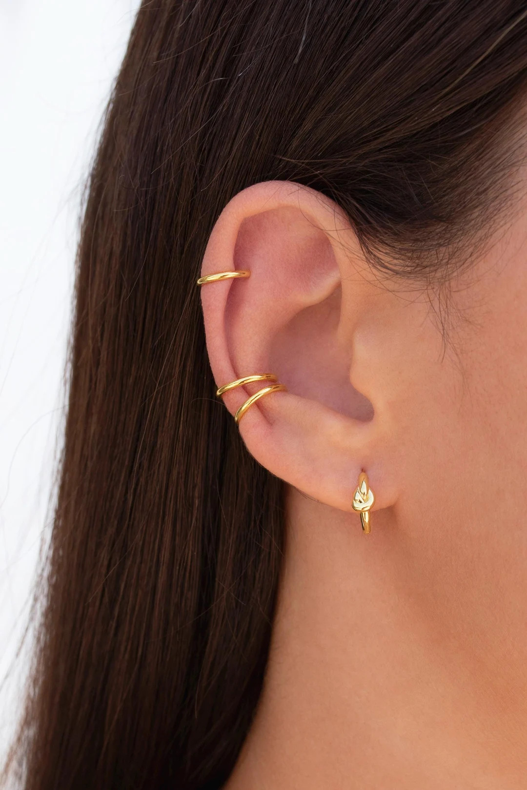 Dainty & Minimalist Knot Shaped Huggie Hoop Earrings | Etsy (Global)
