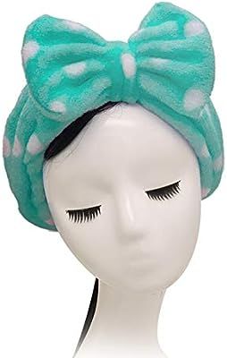 Shintop Sweet Super Soft Caroset Polka Dots Wash Cosmetic Headband Hairlace (Green) | Amazon (US)