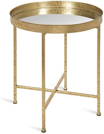 Kate and Laurel Celia Metal Foldable Round Accent Table, 18.25" x 18.25" x 22", Glass Surface and... | Amazon (US)