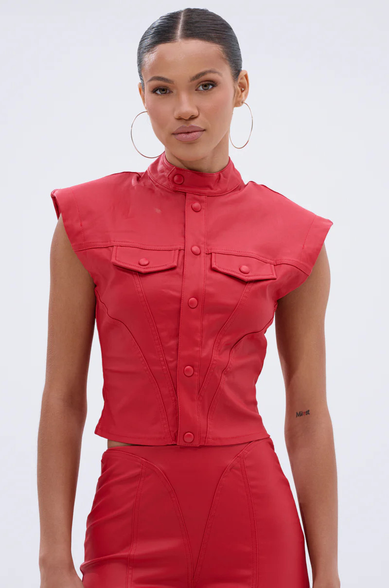 BIG CITY LIVIN FAUX LEATHER BUTTON DOWN | AKIRA