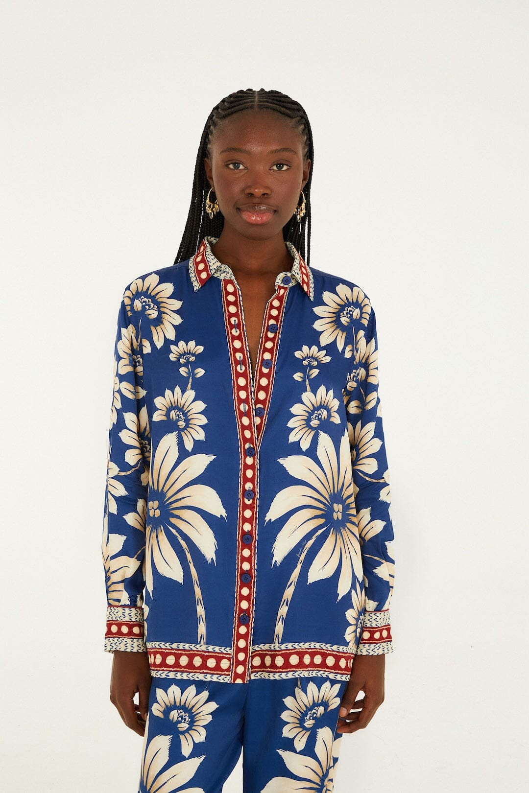 Blue Luna Collared Lenzing Ecovero Viscose Pajama Shirt | FARM Rio | FarmRio (US)