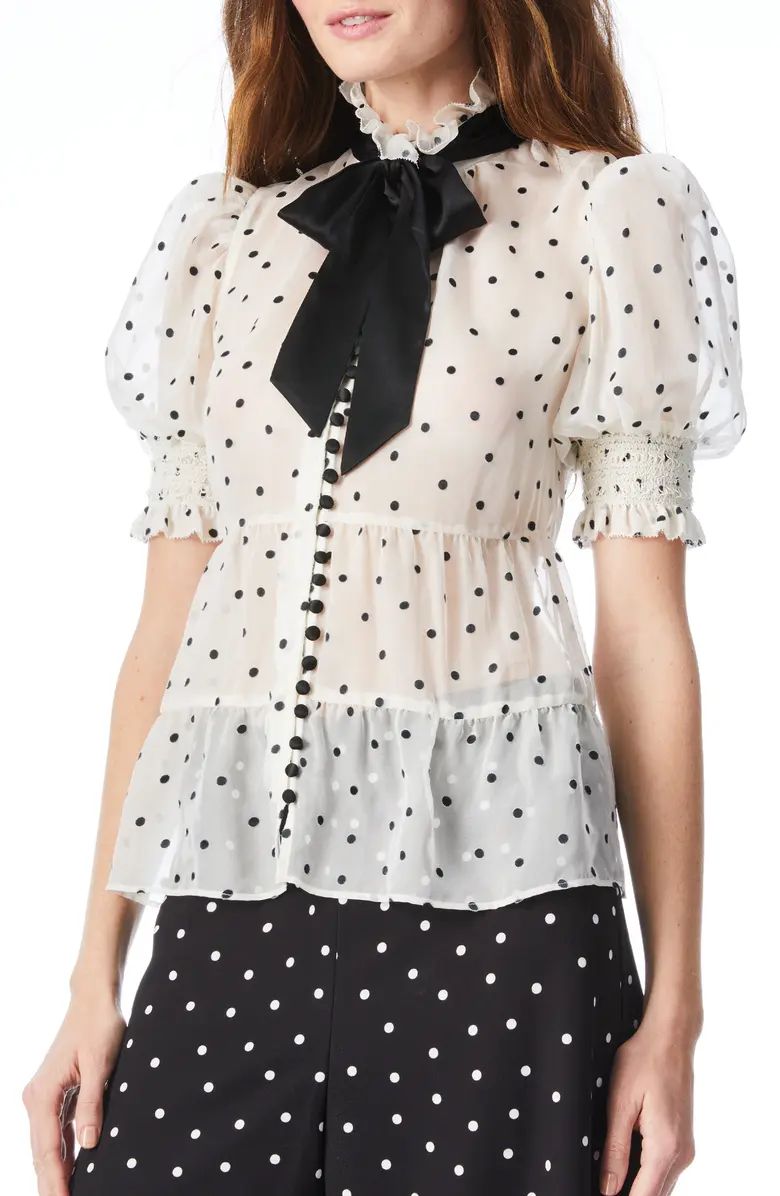 Vicky Polka Dot Tie Neck Silk Blend Blouse | Nordstrom | Nordstrom