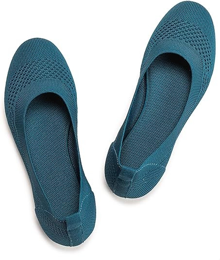 Frank Mully Women's Ballet Flats Round Toe Walking Flats Slip On Work Shoes Knitted Flats Shoes f... | Amazon (US)