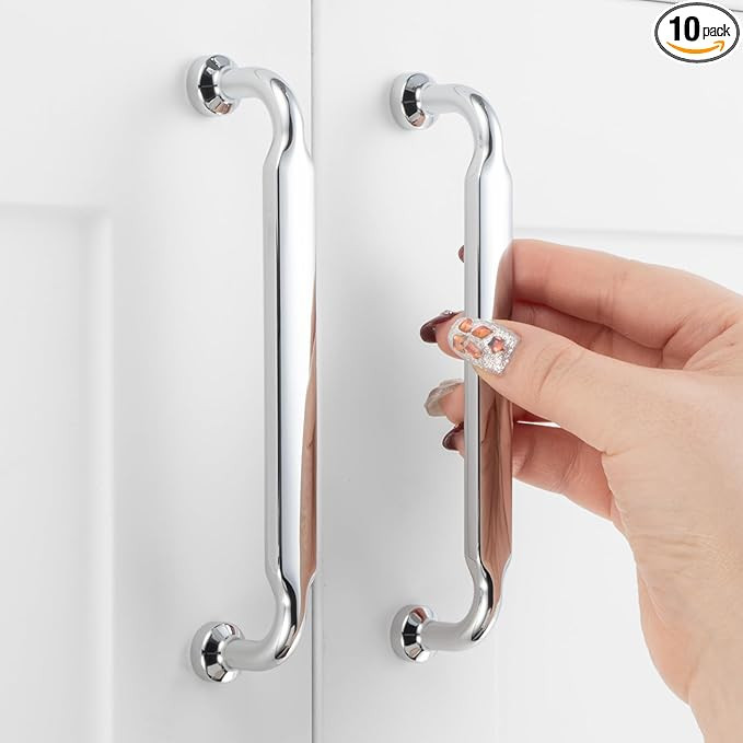 10 Pack 5 Inch Hole Centers, Polished Chrome Cabinet Pulls Chrome Cabinet Handles Chrome Kitchen ... | Amazon (US)