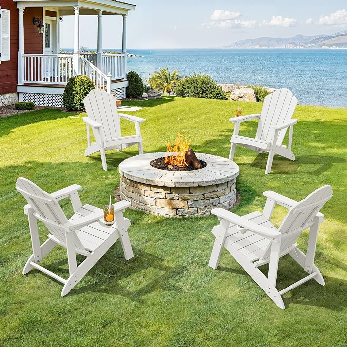 LUE BONA Adirondack Chairs Set of 2 - Salt-Spray Resistant Seating with Cup Holder for Porch, Poo... | Amazon (US)