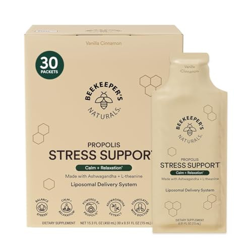 Ashwagandha Liposomal Stress Support by Beekeeper's Naturals, 600mg with Propolis, L-Theanine, Anti-Stress Support for Calm & Relaxation, 30ct | Amazon (US)