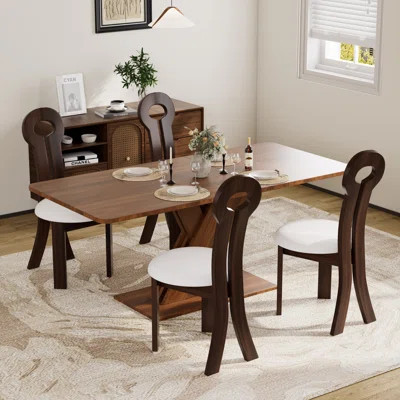 Modern Mid-Century Extendable Pedestal Dining Set for 4-8 People | Wayfair North America