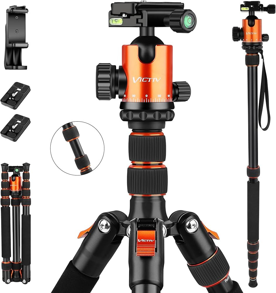 VICTIV 80" Camera Tripod, Aluminum Heavy Duty Tripod Stand with 360° Ball Head, Camera Tripods &... | Amazon (US)