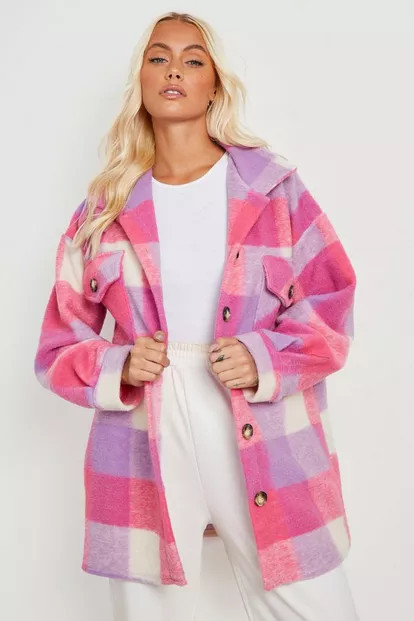 Bright Check Shacket | Boohoo.com (US & CA)