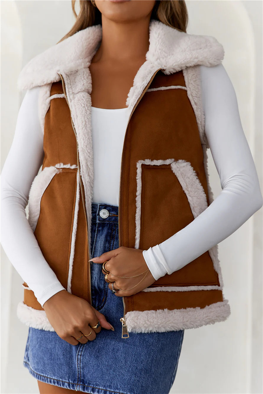 HELLO MOLLY Snow Hut Faux Fur Vest Brown | Hello Molly (AU)