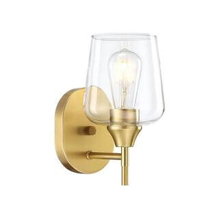 Pavlen 5.5 in. 1-Light Antique Brass Wall Sconce Light for Bedrooms and Bathrooms | The Home Depot